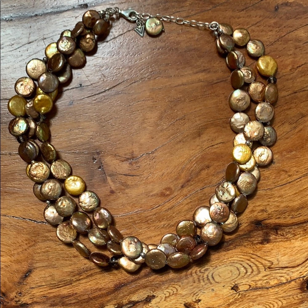 Silpada copper coin pearl quartz necklace